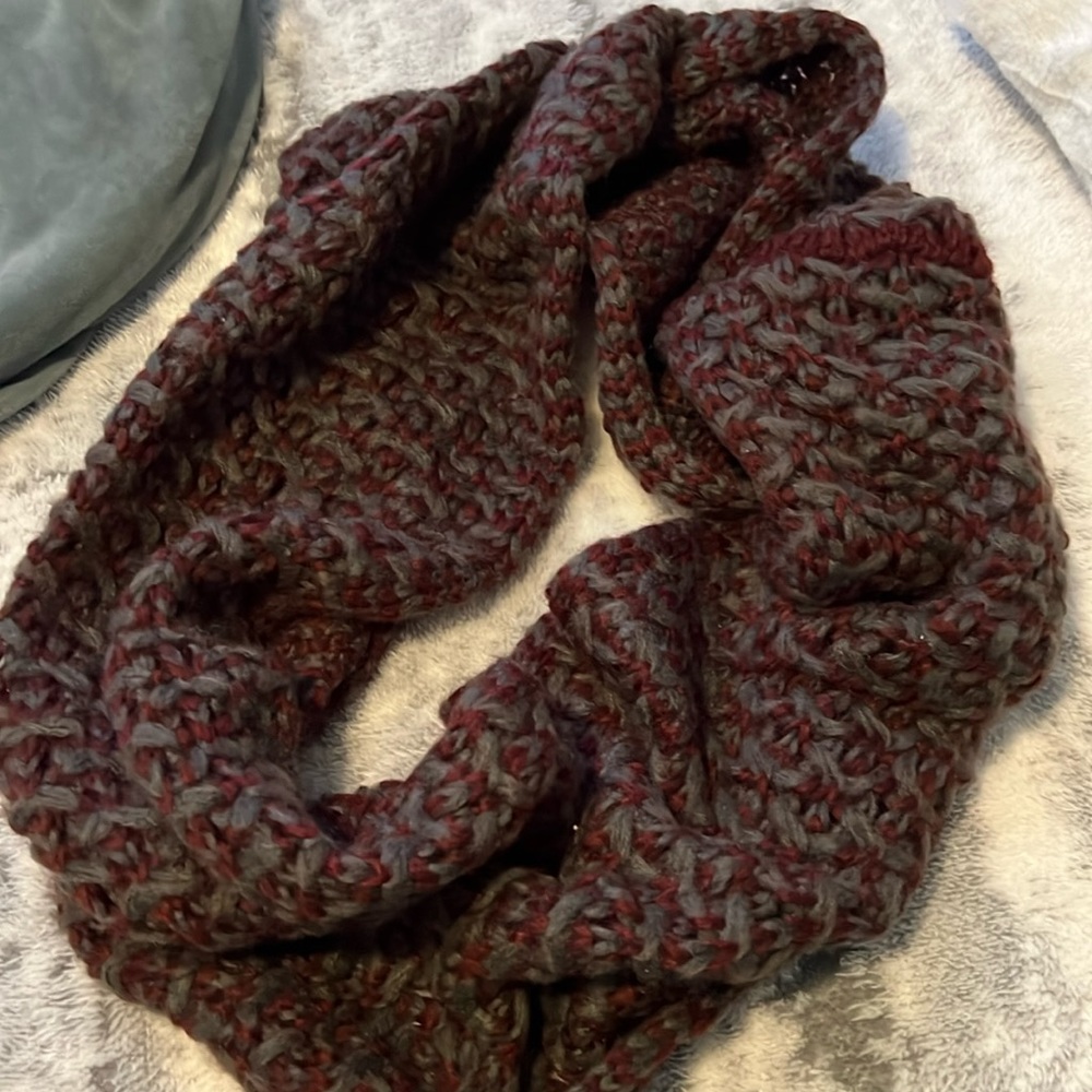 Burgundy & Grey Infinity Scarf
